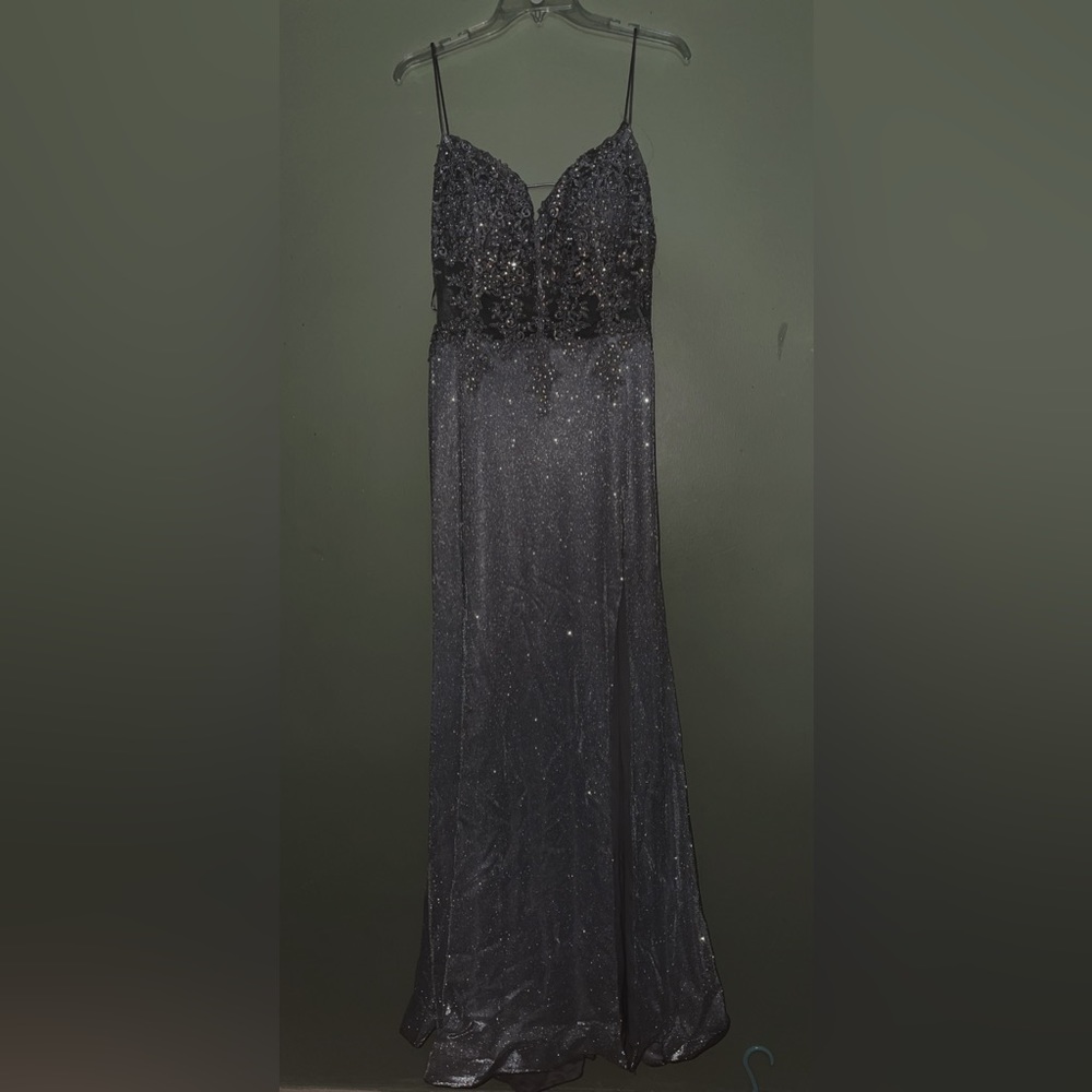 PROM DRESS: Silver-Glittered&Gemmed, Gorgeous flash photo dress, excellent cond.